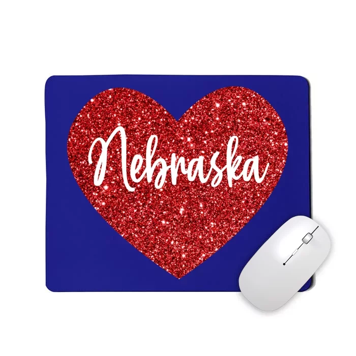 I Love Nebraska Usa Red Heart Gift Mousepad