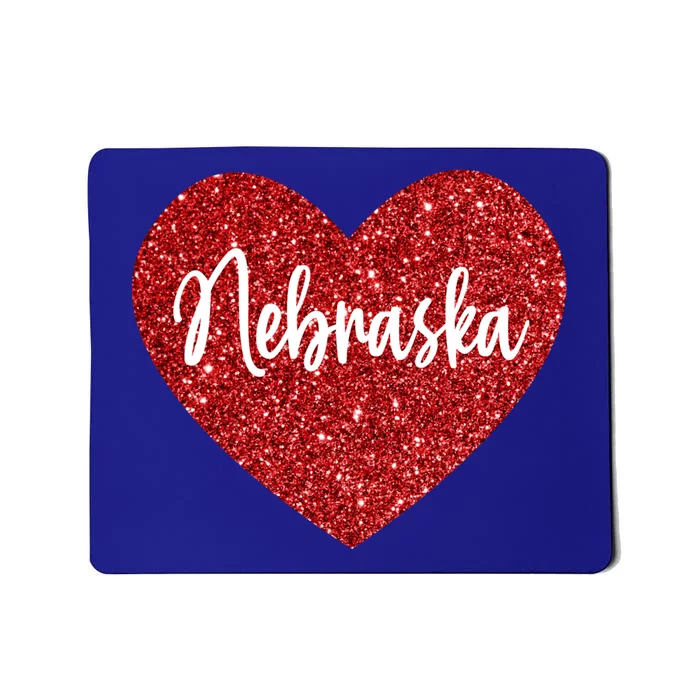 I Love Nebraska Usa Red Heart Gift Mousepad