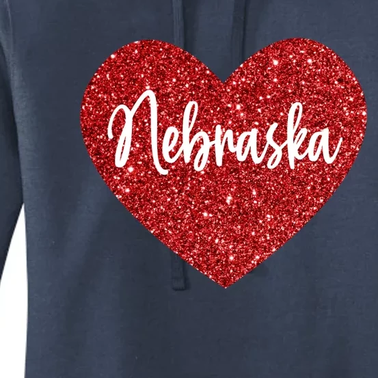 I Love Nebraska Usa Red Heart Gift Women's Pullover Hoodie