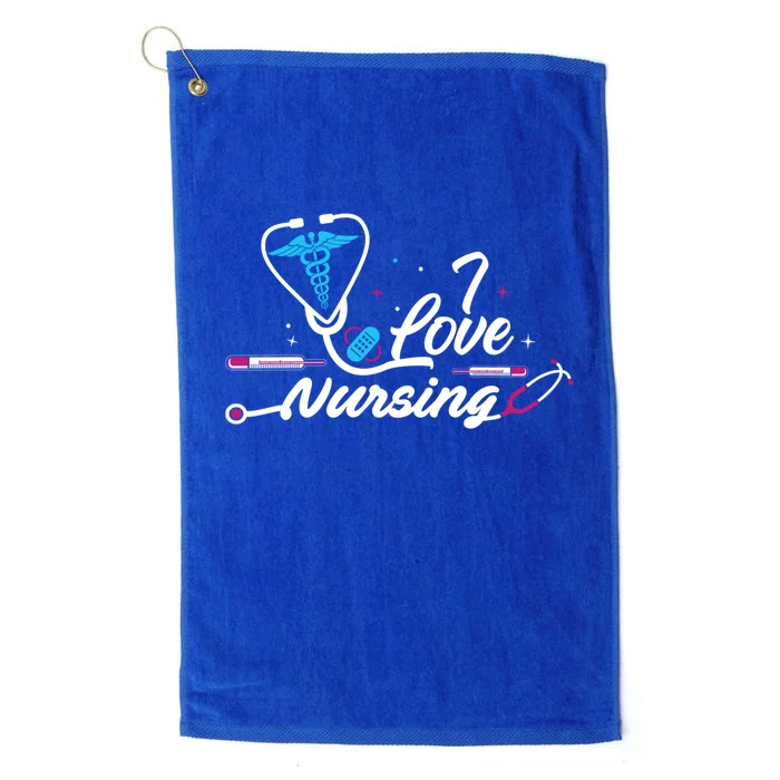 I Love Nursing International Nurses Day Gift Platinum Collection Golf Towel