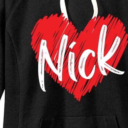 I Love Nick Heart Personalized Name Nick Women's Fleece Hoodie