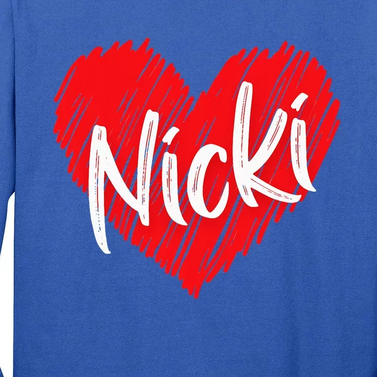 I Love Nicki Heart Personalized Name Nicki Tall Long Sleeve T-Shirt