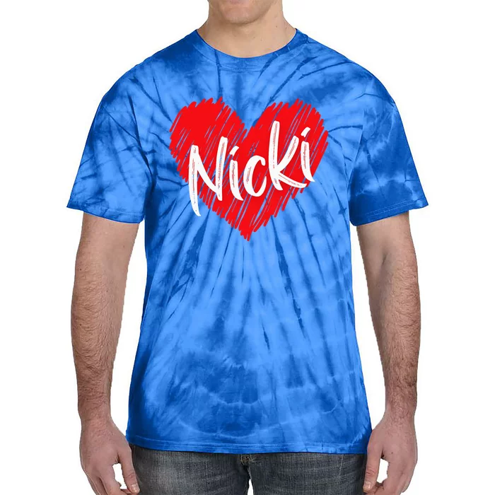 I Love Nicki Heart Personalized Name Nicki Tie-Dye T-Shirt