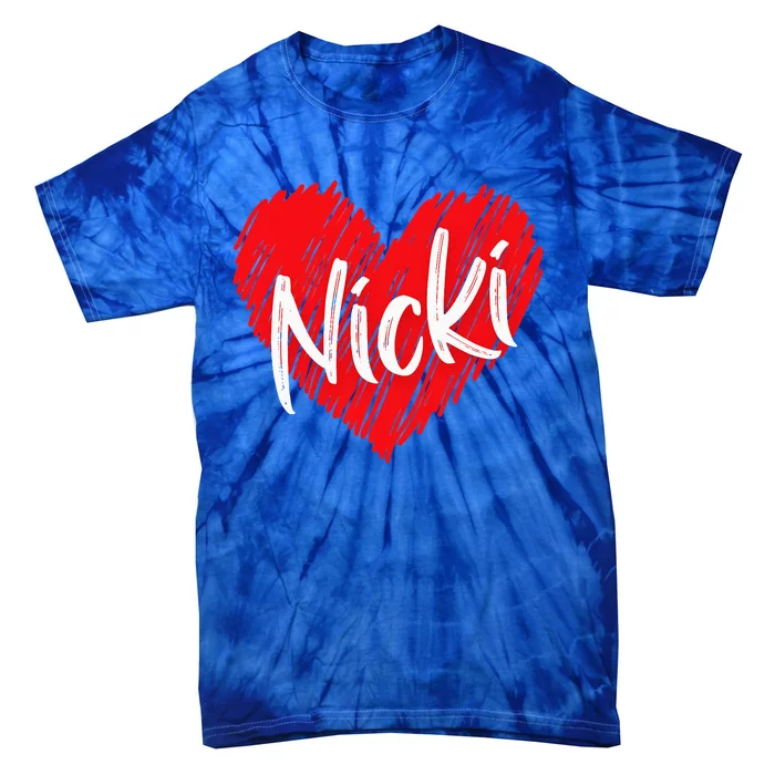 I Love Nicki Heart Personalized Name Nicki Tie-Dye T-Shirt