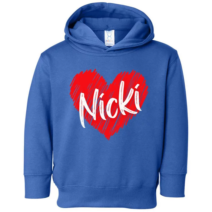 I Love Nicki Heart Personalized Name Nicki Toddler Hoodie