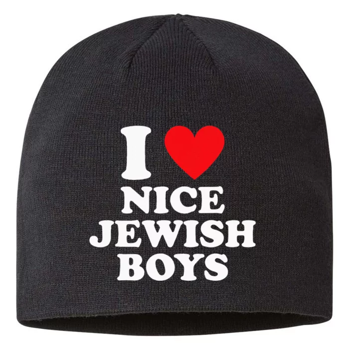 I Love Nice Jewish Funny Hanukkah Present 8 1/2in Sustainable Knit Beanie