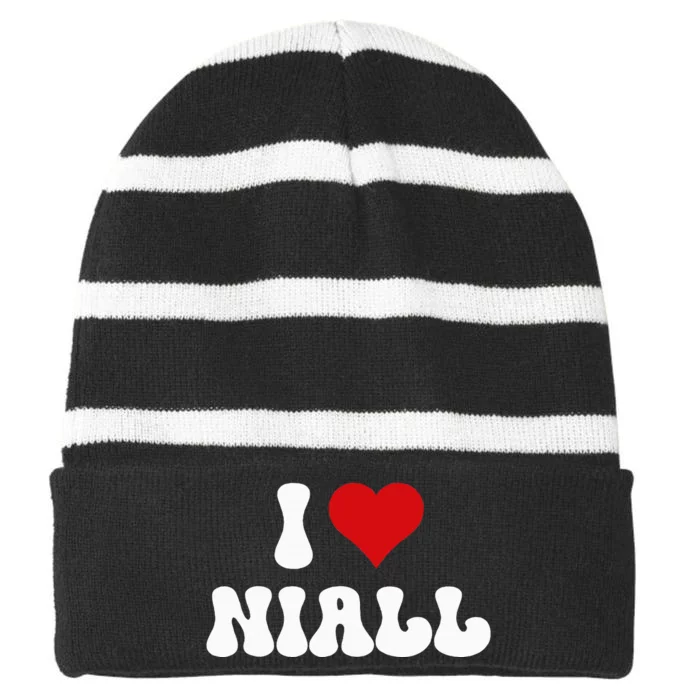 I Love Niall I Heart Niall ValentineS Day Striped Beanie with Solid Band