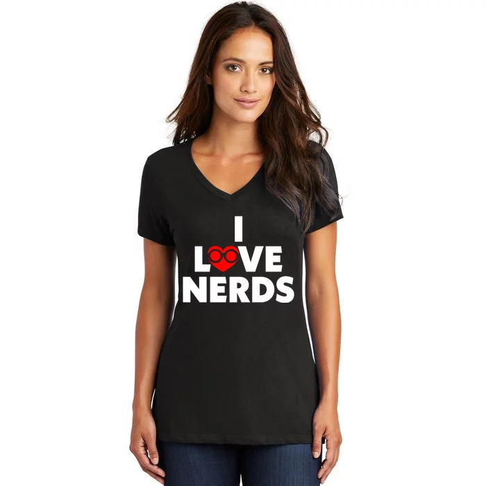 I Love Nerds Funny Women's V-Neck T-Shirt