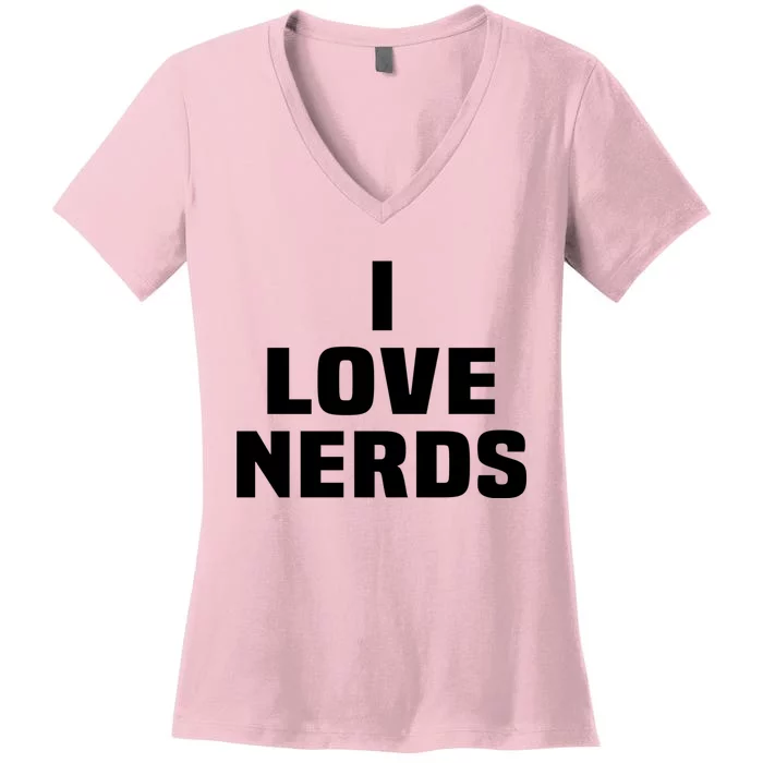 I Love Nerds Funny Women's V-Neck T-Shirt