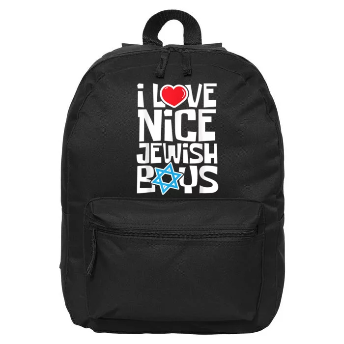 I Love Nice Jewish Boy_s Jews Hebrews Israelites Hanukkah 16 in Basic Backpack