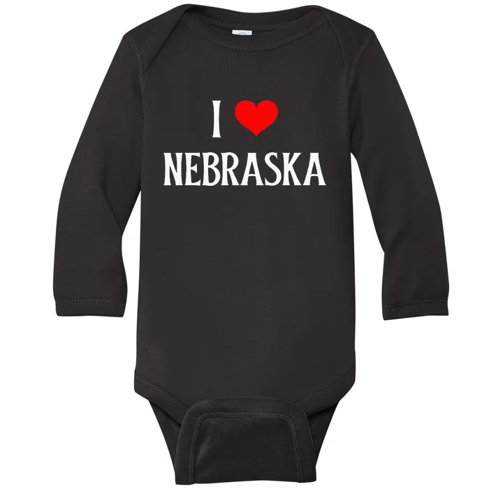 I Love Nebraska I Heart Nebraska NE Holiday Travel Souvenir Baby Long Sleeve Bodysuit