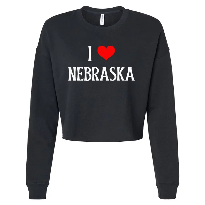 I Love Nebraska I Heart Nebraska NE Holiday Travel Souvenir Cropped Pullover Crew