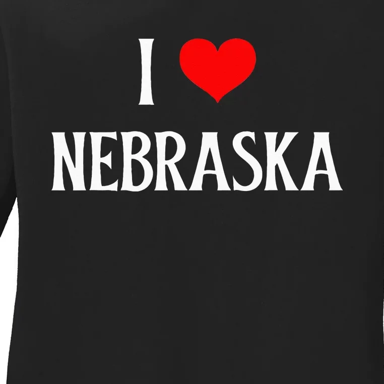 I Love Nebraska I Heart Nebraska NE Holiday Travel Souvenir Ladies Long Sleeve Shirt