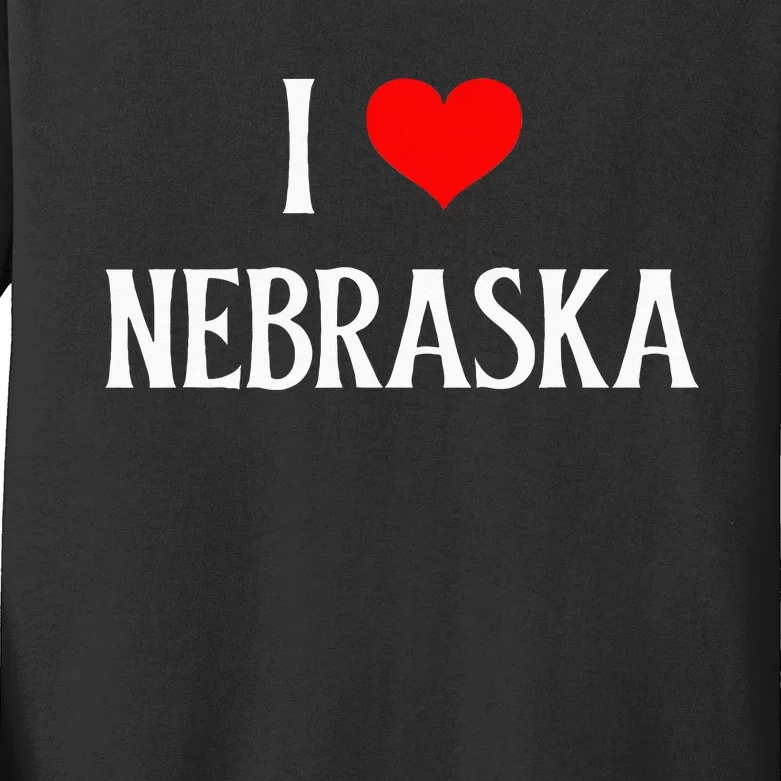 I Love Nebraska I Heart Nebraska NE Holiday Travel Souvenir Kids Long Sleeve Shirt