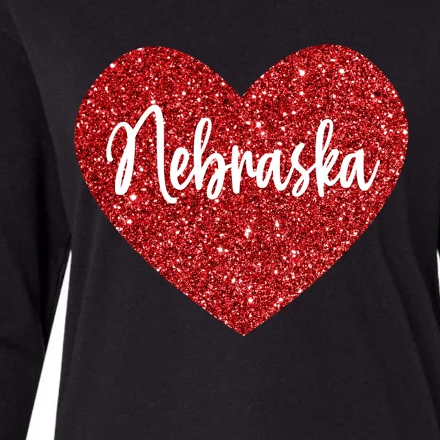 I Love Nebraska Usa Red Heart Gift Womens Cotton Relaxed Long Sleeve T-Shirt