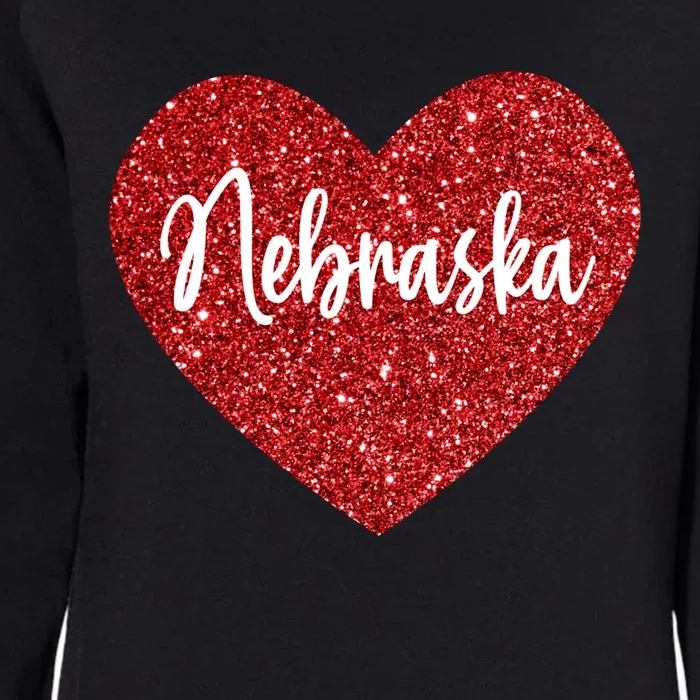 I Love Nebraska Usa Red Heart Gift Womens California Wash Sweatshirt