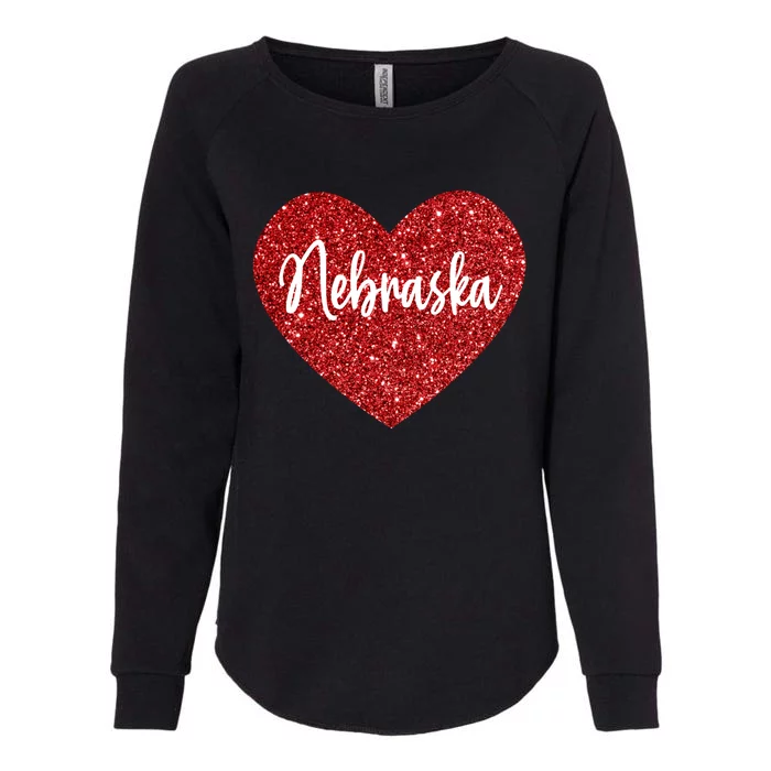 I Love Nebraska Usa Red Heart Gift Womens California Wash Sweatshirt