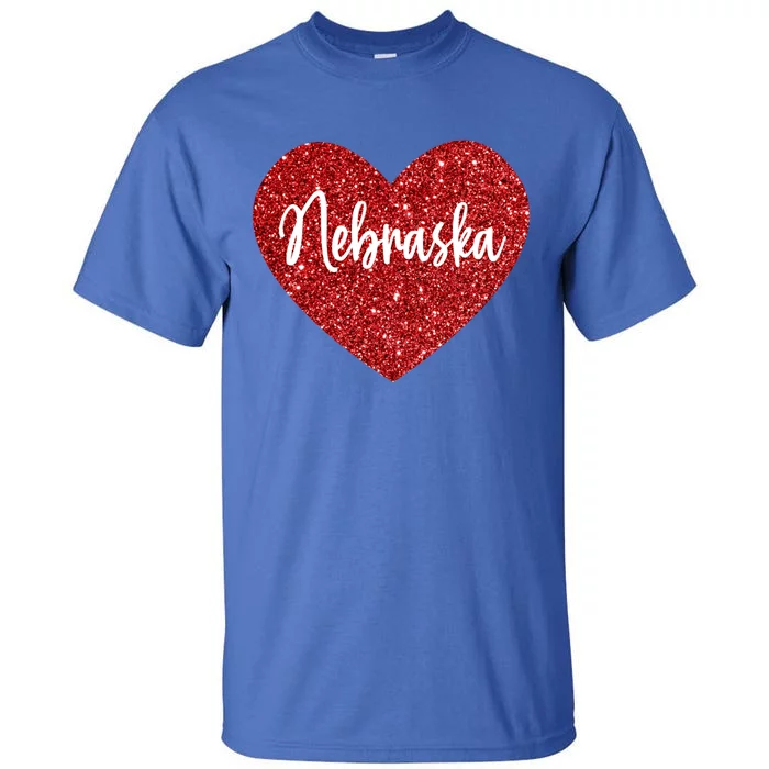 I Love Nebraska Usa Red Heart Gift Tall T-Shirt