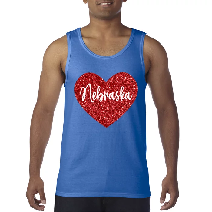 I Love Nebraska Usa Red Heart Gift Tank Top