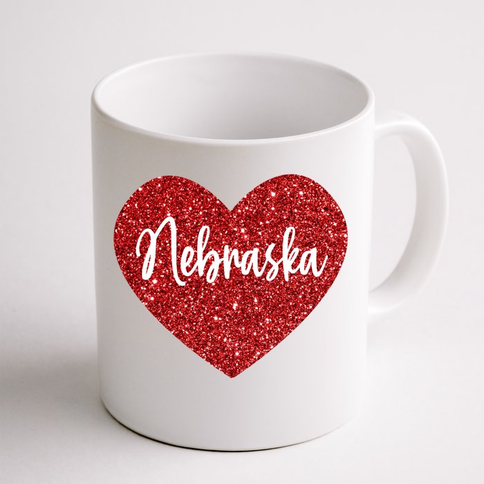 I Love Nebraska Usa Red Heart Gift Front & Back Coffee Mug