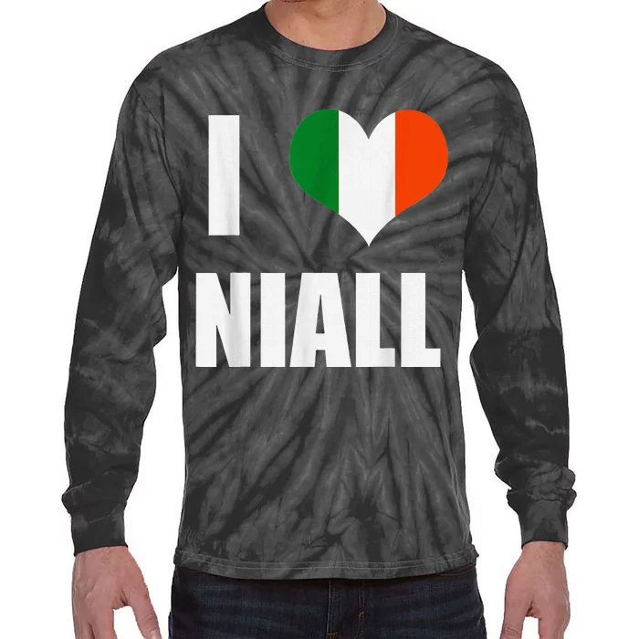 I Love Niall Ireland Flag Tie-Dye Long Sleeve Shirt