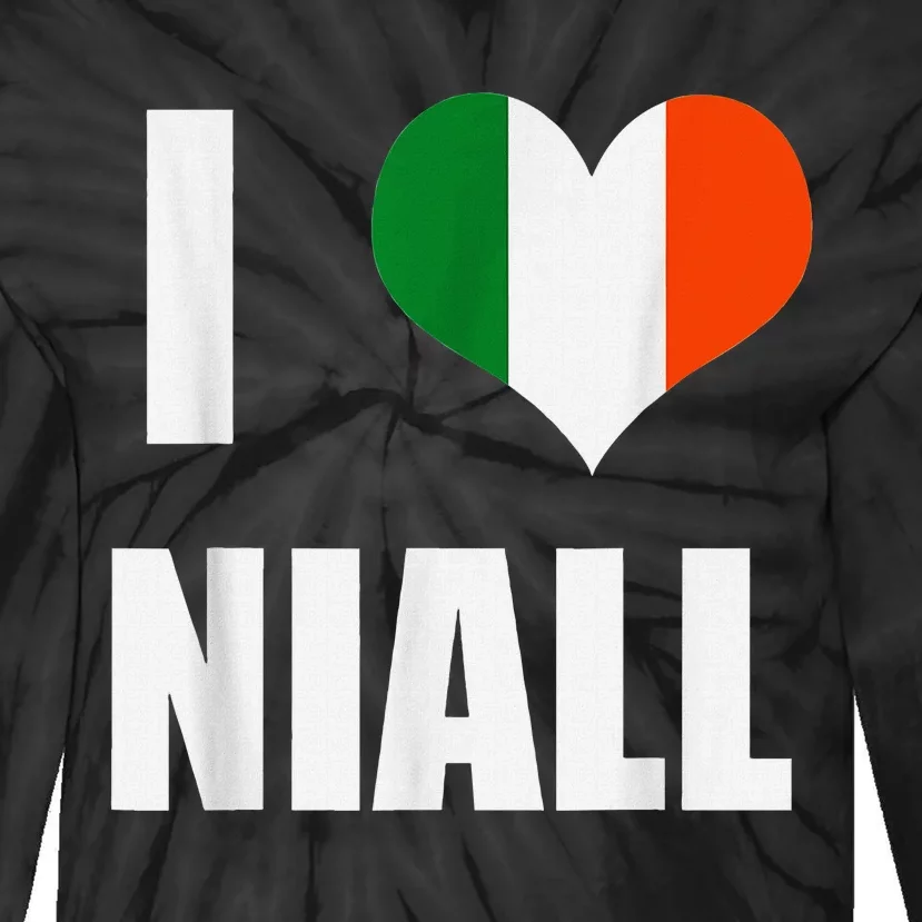 I Love Niall Ireland Flag Tie-Dye Long Sleeve Shirt