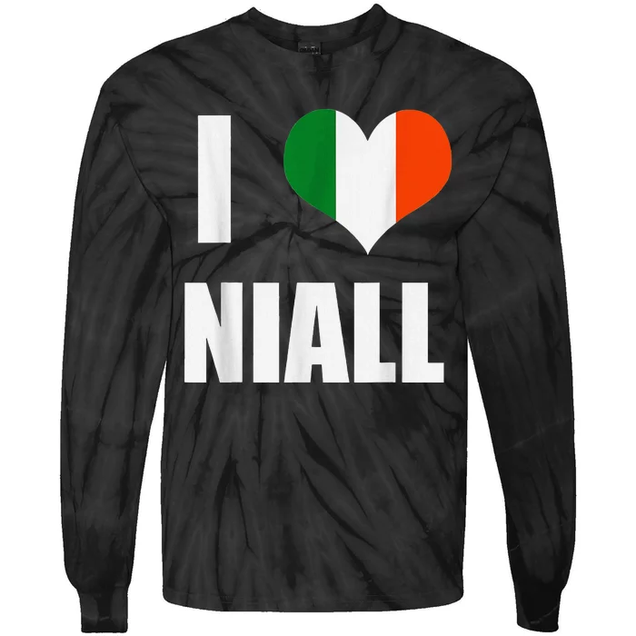 I Love Niall Ireland Flag Tie-Dye Long Sleeve Shirt