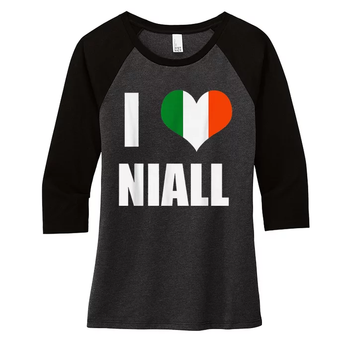 I Love Niall Ireland Flag Women's Tri-Blend 3/4-Sleeve Raglan Shirt