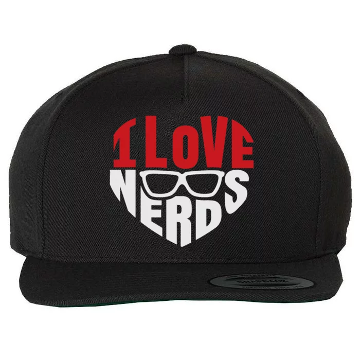 I Love Nerds Nerdy Glasses Funny Humor Geek Wool Snapback Cap