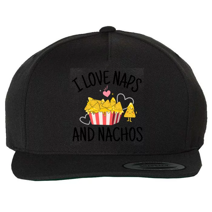 I Love Naps And Nachos Ladies Funny Valentine's Day Cute Gift Wool Snapback Cap