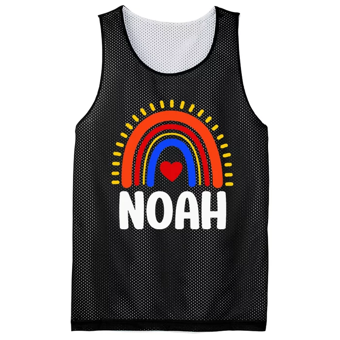 I Love Noah Cute Noah Rainbow Mesh Reversible Basketball Jersey Tank