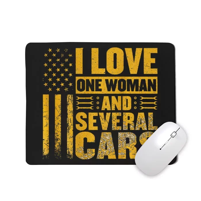 I Love One Woman And Several Cars Mechanic Car Mousepad