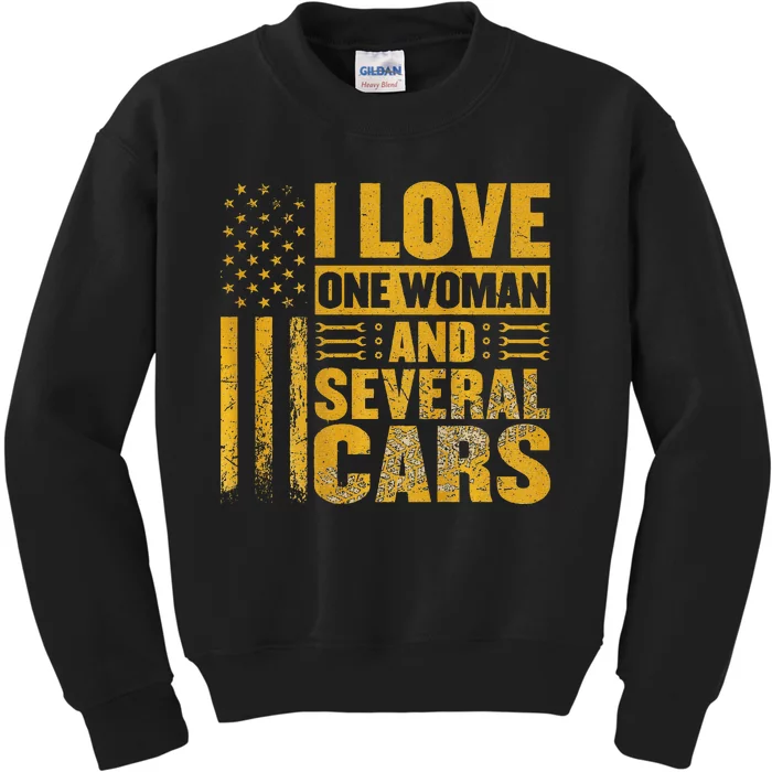 I Love One Woman And Several Cars Mechanic Car Kids Sweatshirt