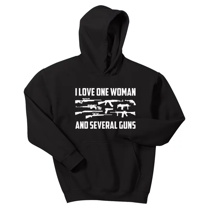 I Love One Woman & Several Guns T 2A Right Gift For Him Kids Hoodie