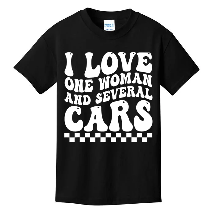 I Love One Woman And Several Cars Funny Car Lover Kids T-Shirt