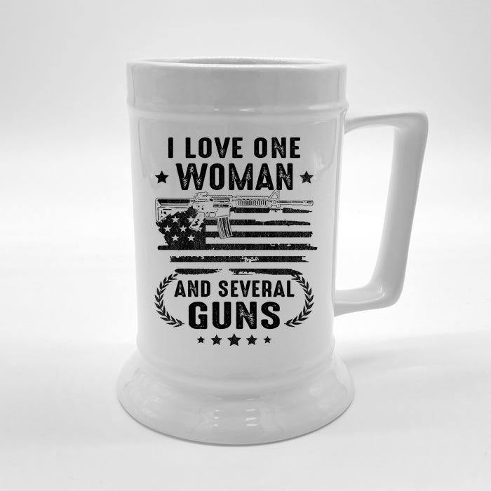 I Love One Woman And Several Guns Patriotic 2nd Amendment Front & Back Beer Stein