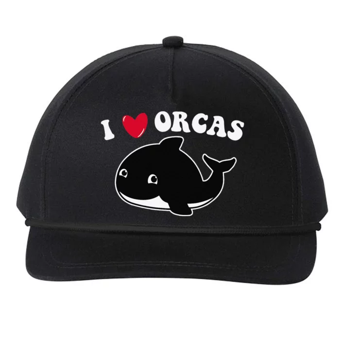 I LOVE ORCAS Heart Cute Baby Killer Whale Snapback Five-Panel Rope Hat