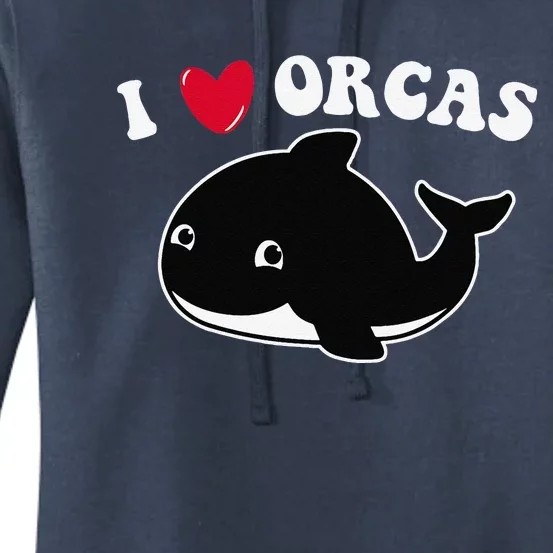 I LOVE ORCAS Heart Cute Baby Killer Whale Women's Pullover Hoodie