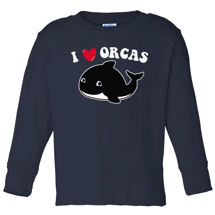 I LOVE ORCAS Heart Cute Baby Killer Whale Toddler Long Sleeve Shirt