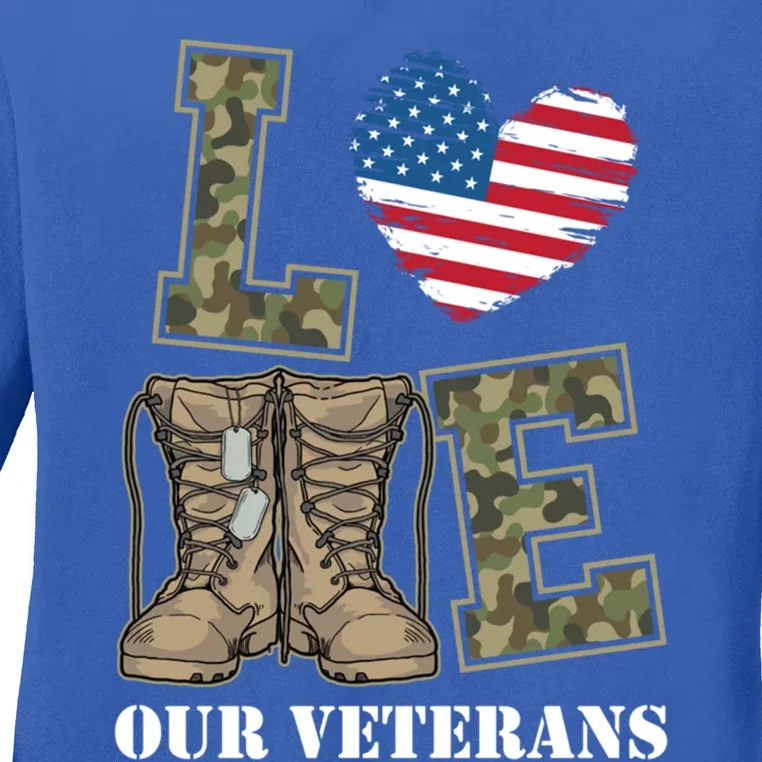 I Love Our American Military Veterans Gift Ladies Long Sleeve Shirt