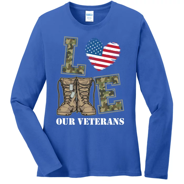 I Love Our American Military Veterans Gift Ladies Long Sleeve Shirt