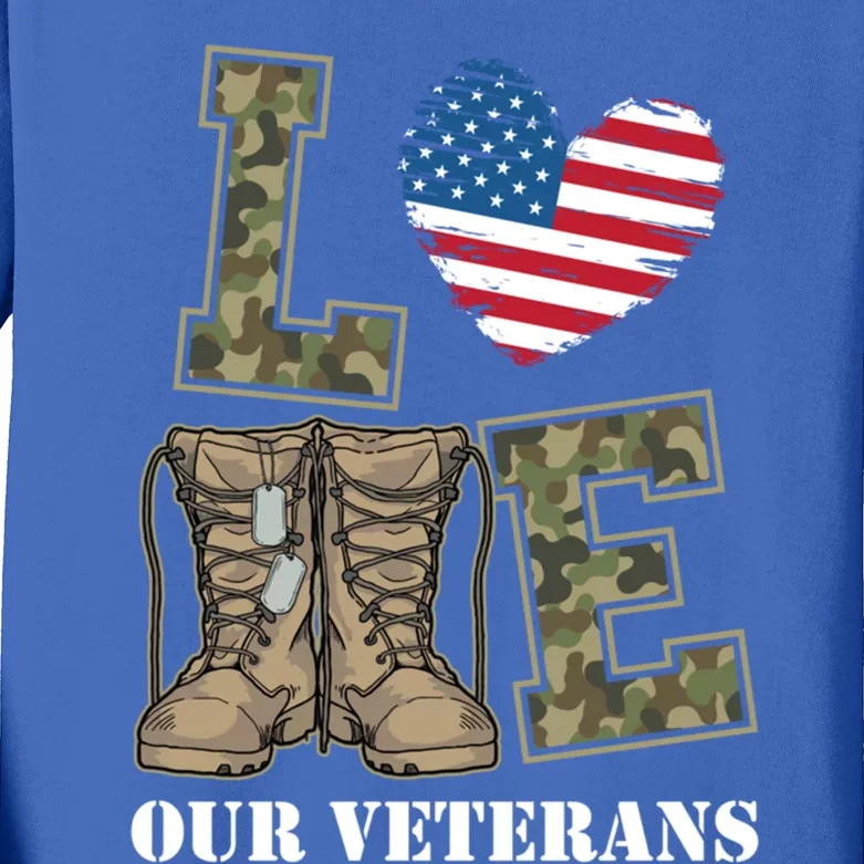 I Love Our American Military Veterans Gift Kids Long Sleeve Shirt