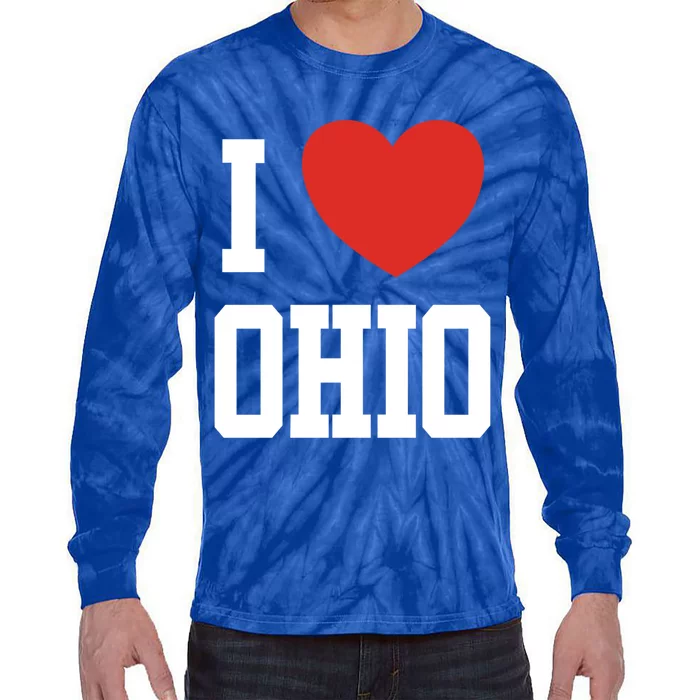 I Love Ohio Loveheart Usa State Cool Gift Tie-Dye Long Sleeve Shirt