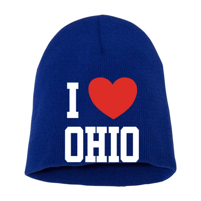 I Love Ohio Loveheart Usa State Cool Gift Short Acrylic Beanie