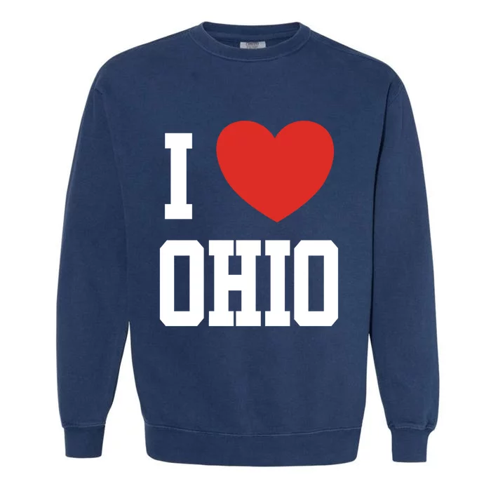 I Love Ohio Loveheart Usa State Cool Gift Garment-Dyed Sweatshirt