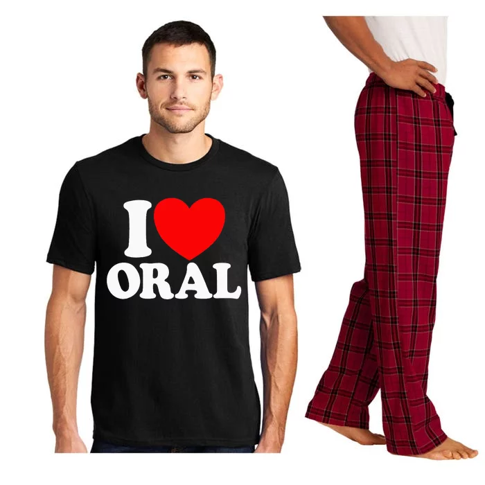 I Love Oral Red Heart Funny Adult Dirty Humor Pajama Set