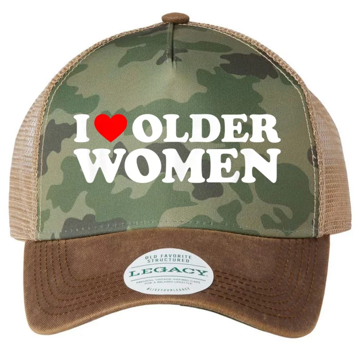 I Love Older Women I Heart Older Women Funny Valentines Day Legacy Tie Dye Trucker Hat