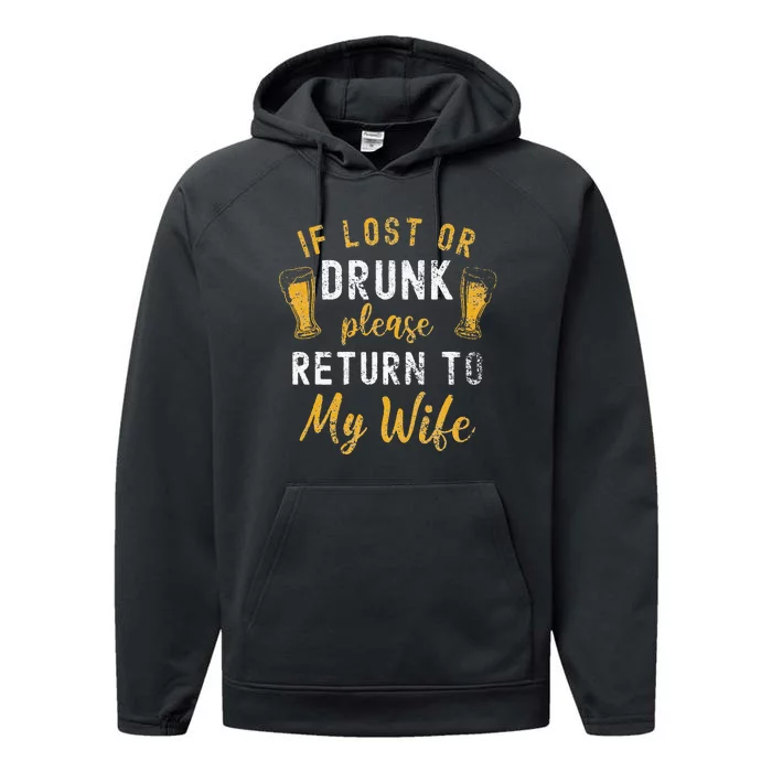 If Lost or Drunk Return To Wife Couples Funny Drinking Performance Fleece Hoodie