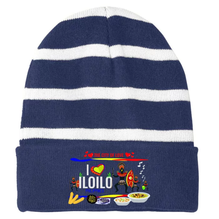 Iloilo Philippines Striped Beanie with Solid Band