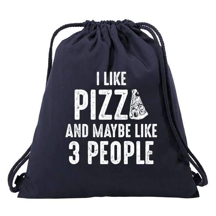 I Like Pizza And Maybe Like 3 People Introvert Gift Drawstring Bag